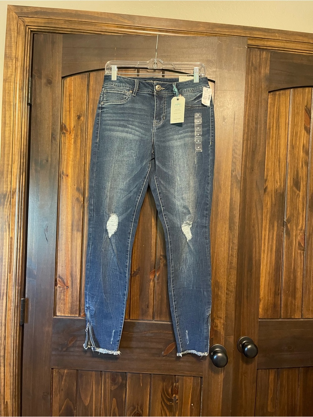 Maurices Dark Blue Distressed Denim Jeggings